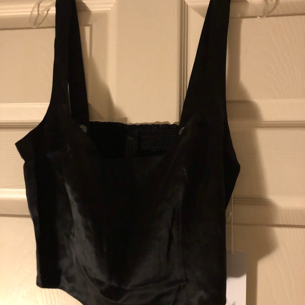 EUC Reformation Black Sorrento Silk Top Square Neck